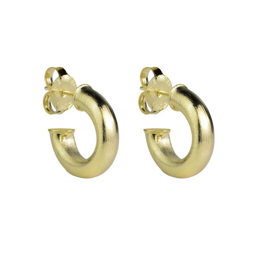 Thin Tiny Chantal Hoops - Brushed Gold